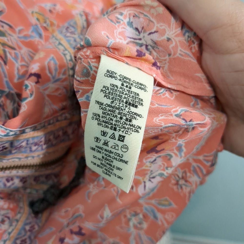 Free People Women's Size XS/S Floral Zip Jacket Kimono Sleeve Coral /Pink - Picture 4 of 4